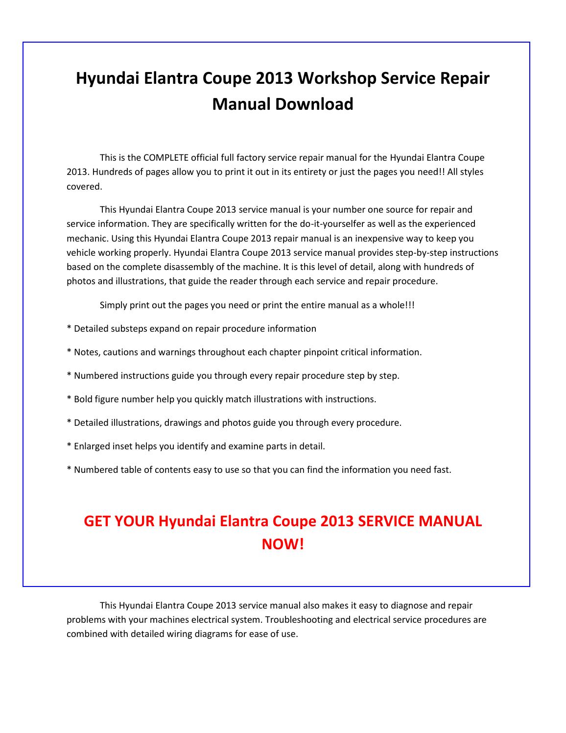 Hyundai Elantra 2013 Owners Manual Download
