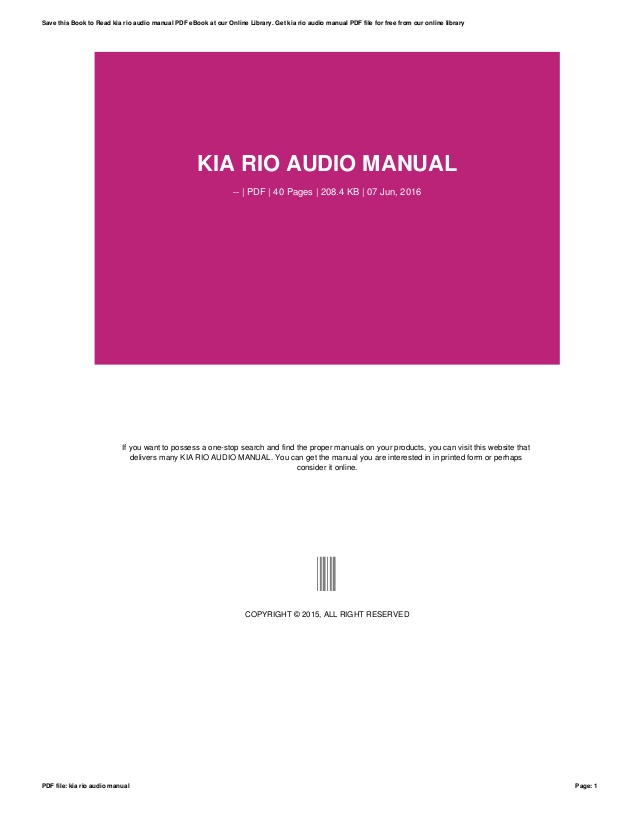 2007 Kia Rio Repair Manual Download Free